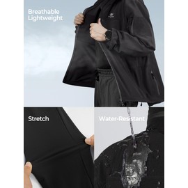 Flyplus Men’s Tactical Jacket Lightweight Hooded Windbreaker Water Resistant Stretch Breathable 9 Pockets Outdoor Work Coat