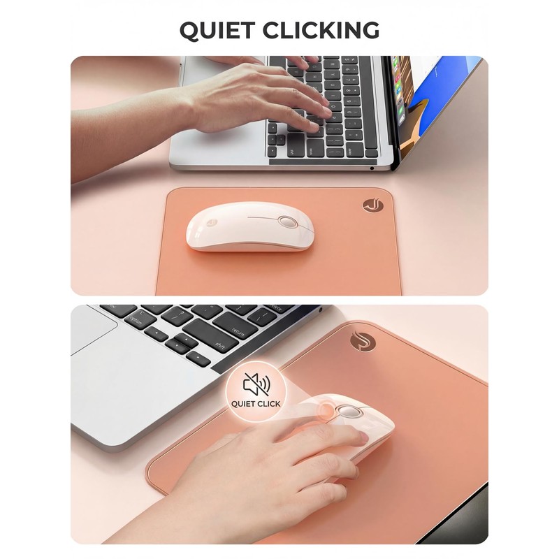 RAPIQUE Slim Wireless Mouse, Bluetooth & 2.4GHz, Rechargeable, Beige