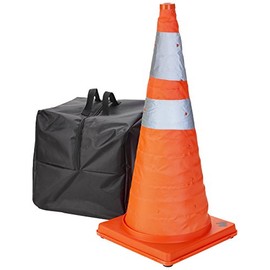 Mutual Industries 17714-5-28 Collapsible Cones, 28" Height, 12" Length, 12" Width, Plastic, Orange and Reflective Silver (Pack of 5)