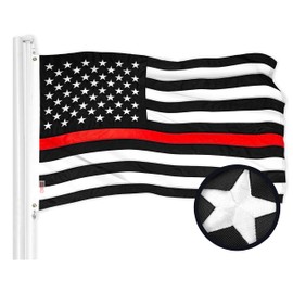 G128 Combo Pack: USA American Flag 3x5 Ft Embroidered Stars & Thin Red Line Flag 3x5 Ft Embroidered