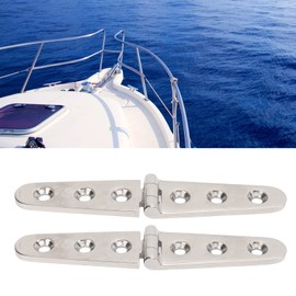 2pcs Heavy Duty Strap Hinge with Holes, Marine Strap Hinge Stainless Steel Boat Strap Hinge Home Hardware Cabinet Hinges for Garden Gate Ginges (3 Holes)