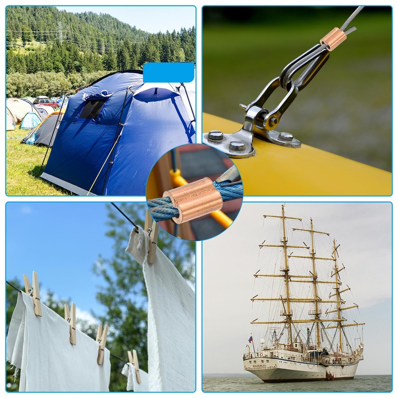 PATIKIL M1.2 (3/64") Copper Crimping Loop Sleeves 50 Pcs Wire