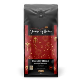 Jumping Bean Holiday Blend Fairtrade Flavoured Ground Coffee, ECO2Roast, Premium Coffee, Non-GMO, Holiday Blend , 340g