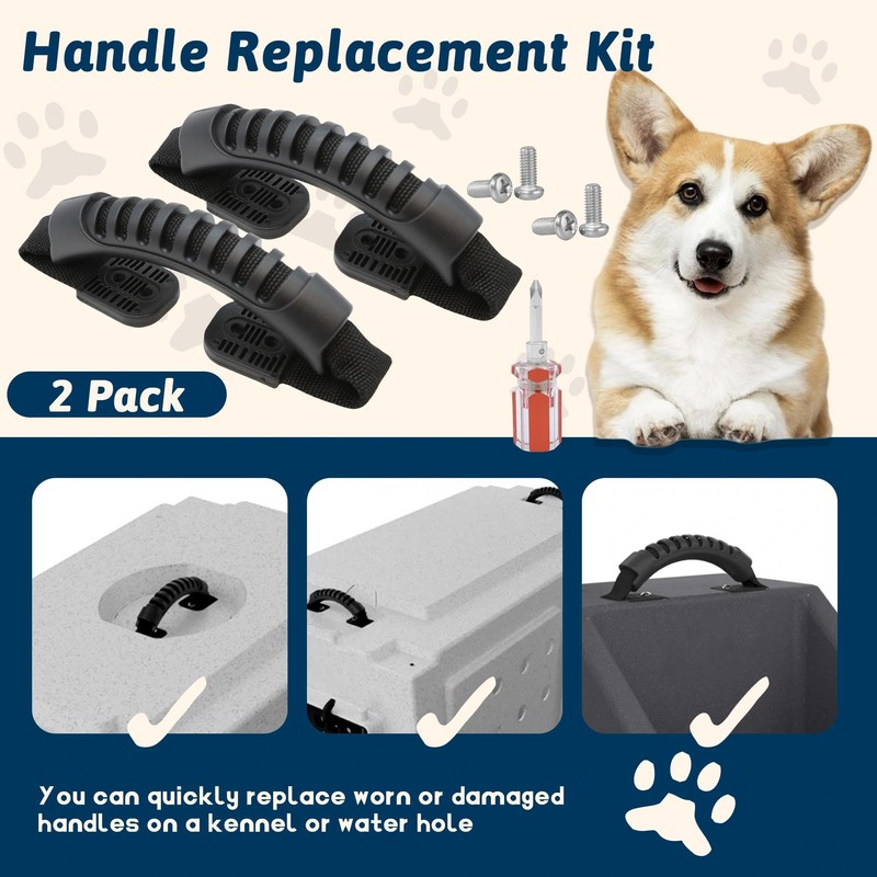 Terixe 2 Packs Handle Replacement for Kennel, Replace Worn or
