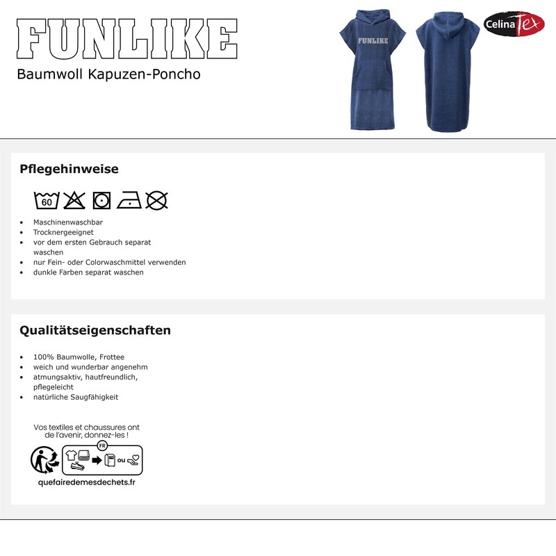 CelinaTex Funlike Poncho Short Medium or Long Cotton Bath Poncho