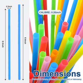 [200 Pack] 8.5" High Multicolour Flexible Plastic Straws,Bendable Disposable Drinking Straws for Home Use Milk Juice Drinks
