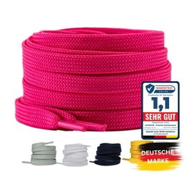LaceHype 2 Pairs of Premium Shoelaces, Flat, Tear-Resistant, 10 mm Wide, Replacement Polyester Shoelaces for Trainers, Sports Shoes (Neon Pink, 100)