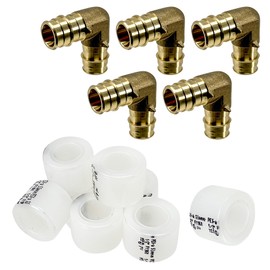 PROCURU (10) 3/4-Inch Brass 90 Elbows With (20) Sleeve Rings, for F1960 Expansion PEX-A Pipe (8ABLN0034-10C)