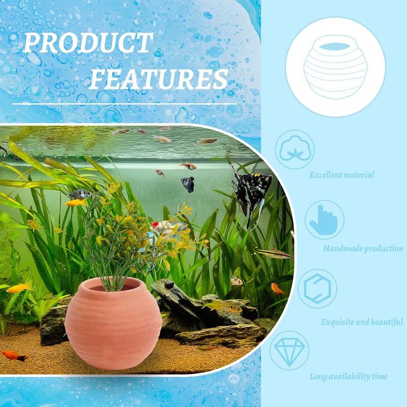 AnRui Medium Pottery Jar for Fixing Aquatic Plants, Anti-Floating Ceramic