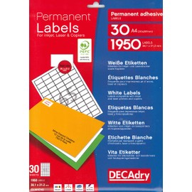 APLI Decadry Pack of 1950 Multi-Purpose Labels 38.1 x 21.2 MM White