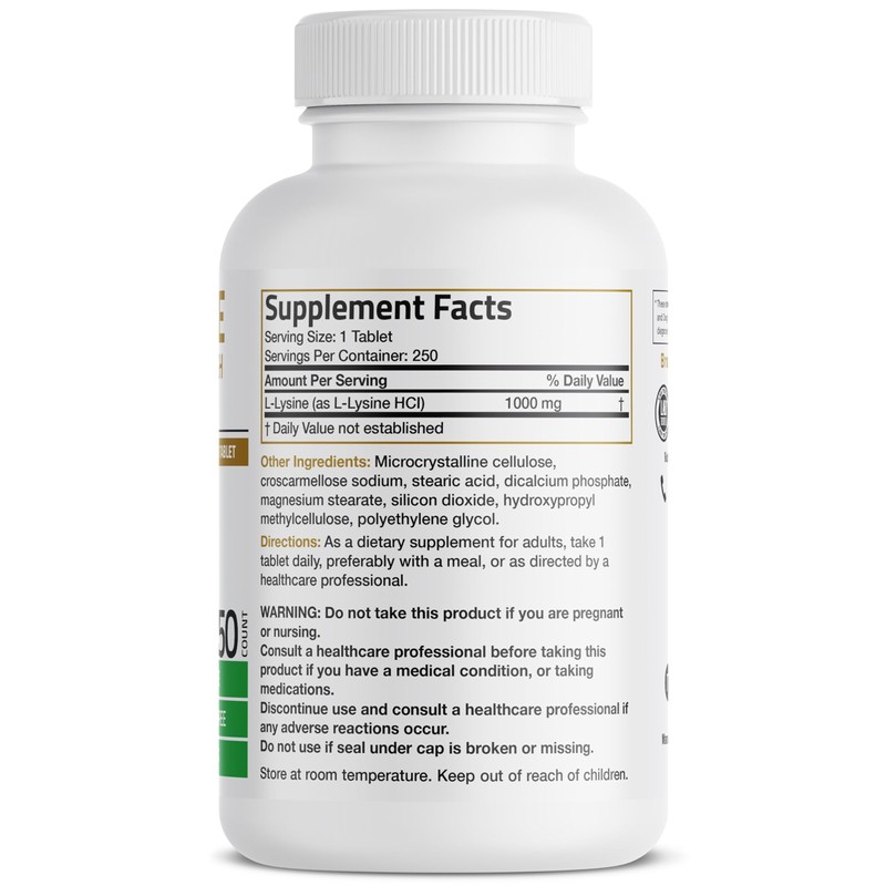 Bronson L-Lysine Extra Strength 1000 MG per Tablet High Potency,