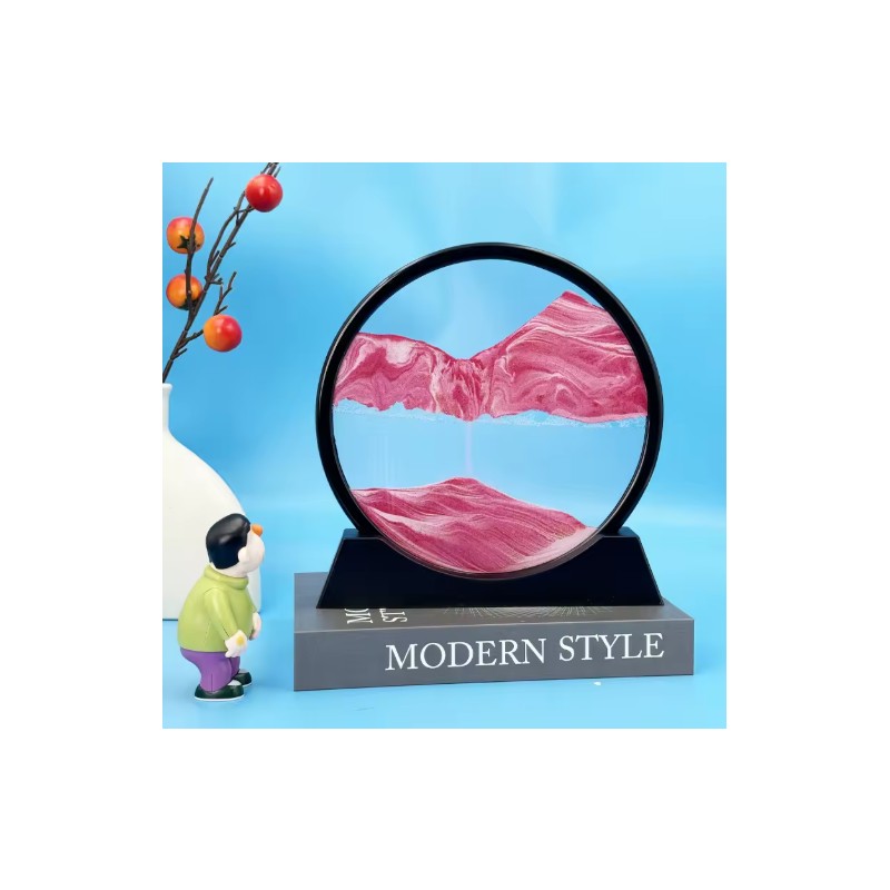 Flowing Sand Art Decor for Desks – Rotating Hourglass Landscape