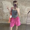 Crinkle Standard Fit Beach Shorts Elastic Waist Purple/One Size
