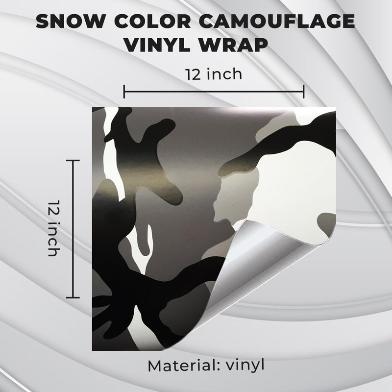 1 Roll Snow Color Camouflage Vinyl Wrap 12'' x 12''