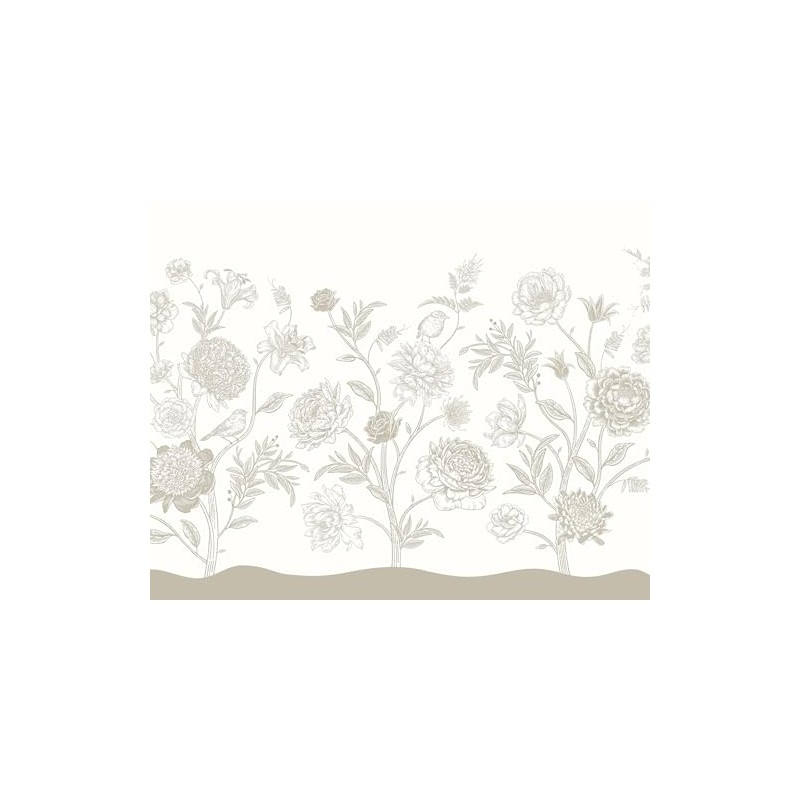 Jacobean Rose Trail Neutral Wall Mural, MUR353M