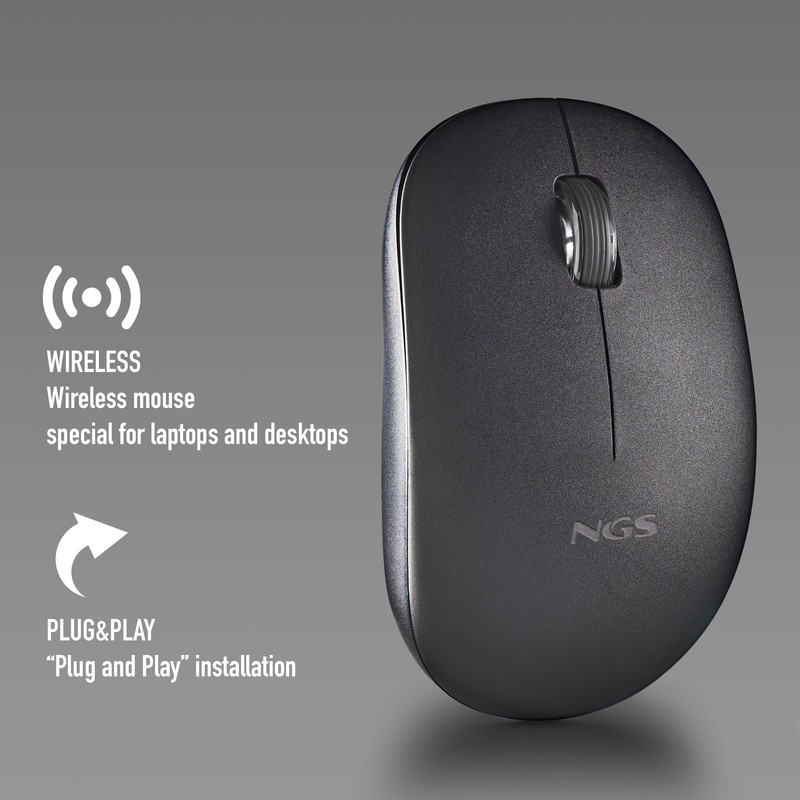 NGS Fog Pro Black - Wireless Mouse, 1000 DPI Optical
