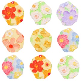 HOMICO 24PCS Daisy Flower Charms Acrylic Beads Charms for Jewelry Making Fresh and Cute Embellishment for DIY Bracelet Necklace Earrings Making Supplies