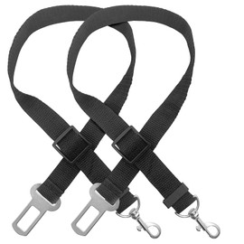 Adjustable Dog Seat Belt for Car, 2 Pack Pet Safety Belts for Vehicles, Heavy-Duty Nylon Puppy Harness Seatbelt Leash for Driving, Universal Fit Seatbelts for Pets in SUV, Truck, Travel, Black