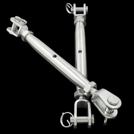 Zorfeter 3/8" (M10) Stainless Steel Turnbuckle Jaw and Jaw Closed Body Heavy Duty Turnbuckle Hook for Marine Grade, Tensioning Cable Rope Chain, Pack of 2