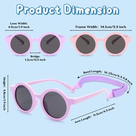 PANTIDE 2pcs Baby Sunglasses Unbreakable Polarized Cute Sunglasses with Adjustable Strap for Newborn Toddler Infant Soft Bendable Silicon Frame UV400 Lenses Protection for Girls Boys 0-36 Months