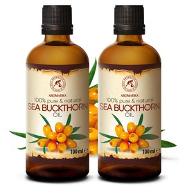 Sea Buckthorn Fruit Oil 200ml - Cold Pressed - Unrefined - 100% Pure & Natural - Hippophae Rhamnoides Oil - Best for Hair - Body - Face - Beauty - Relaxation - Massage