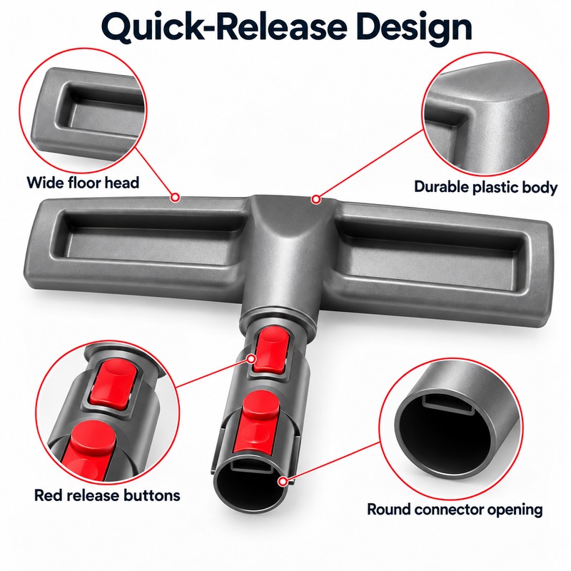 Floor Brush Attachment for Vacuum Cleaning – Red Bristle Replacement