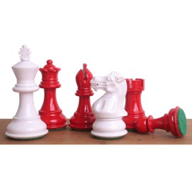 RoyalChessMall - 3" Pro Staunton Red & White Painted Wooden Chess Set - Chess Pieces Only