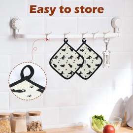 Pot Holders for Kitchen Hot Pads with Pocket Cat Pattern Design Potholders Kitchen Accessories Gifts for Cat Lovers