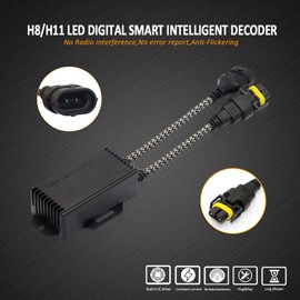 D-Lumina H8 H9 H11 LED Canbus Decoder Anti Flicker Harness, Resistor Decoders Error Free, Adapter Warning Canceller Capacitor, Pack of 2