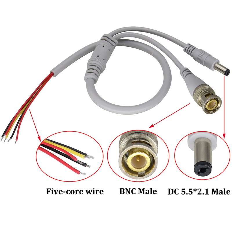 HCFeng BNC DC Video Power Cable BNC and DC Male