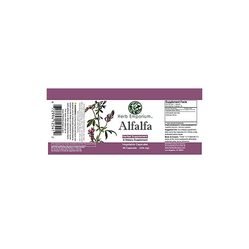 Herb Emporium Alfalfa (Medicago Sativa L, Alpalpa) Capsules 90 Vegetable