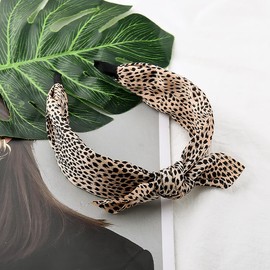 Tofwaol Fashion Leopard Headband Bow Knotted Headband for Women Leopard Print Hairband Christmas Hair Accessories for Girls Christmas Headband Party Costume Leopard Head Band Wide Headband