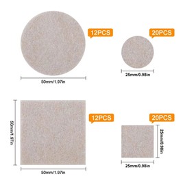64PCS Felt Furniture Pads 5mm Thicken Furniture Floor Protectors Felt Pads for Furniture (50mm+25mm) Anti Scratch Floor Protectors for Chair Leg Furniture Feet Wood Floor Protectors