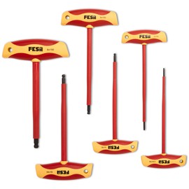 FESA T-Handle Insulated Allen Wrench Set (6-Piece) - 1000V Insulated Allen Set with S2 Steel Ball-End Tips & Ergonomic Handles - 2.5mm, 3mm, 4mm, 5mm, 6mm, 8mm Metric Electrician T Handle Hex Wrenches