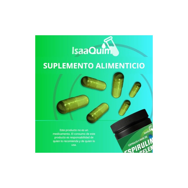 Espirulina con Selenio IsaaQuim | Suplemento Alimenticio | 200 Cápsulas
