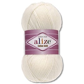 Alize 100 g Cotton Gold Premium Wool in 59 Colours, Summer Wool, Yarn, Knitting, Amigurumi (62 | Light Cream)