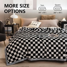 PAJEO Fluffy Throw Blanket,Soft Fleece Sherpa Cozy Fuzzy Plush Warm Thick Faux Fur Throw for Couch Bed Home Living Room Decor Blanket Gifts for Women Men Black and White Squares 60x80 Inches