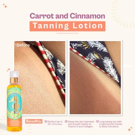 D'Luchi Carrot Tanning Oil with Cinnamon, Vitamin E & Collagen, High Natural Beta-Carotene Tanning Accelerator SPF 4 Suntan Oil, 8.45 Oz