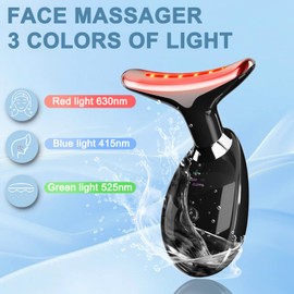 Facial and Neck Massager,Face S culpting Tool with 3 Colour Modes and Vibration,Facial Beauty Device for Skin Care (Black)