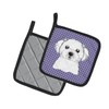 Caroline's Treasures BB1134PTHD Purple Checkered Maltese Pair of Pot Holders