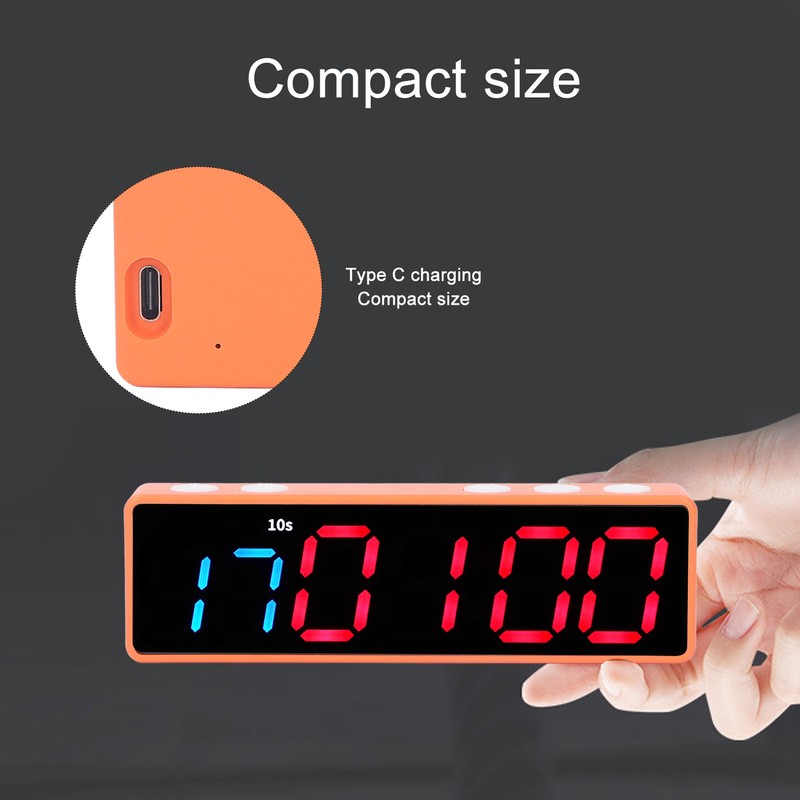 Fitness Timer Clock Large LED Digital Anti Vertigo Display Workout