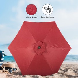 Simple Deluxe 9' Patio Umbrella Outdoor Table Market Yard Umbrella with Push Button Tilt/Crank, 8 Sturdy Ribs for Garden, Deck, Backyard, Pool, Red