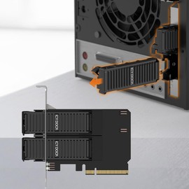 Removable Dual M.2 NVMe SSD to PCIe 4.0 x8 Mobile Rack Adapter Card for PCIe Expansion Slot | ExpressSlot Core MB312M4P-B