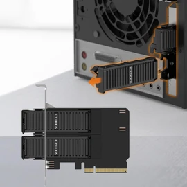 Removable Dual M.2 NVMe SSD to PCIe 4.0 x8 Mobile Rack Adapter Card for PCIe Expansion Slot | ExpressSlot Core MB312M4P-B