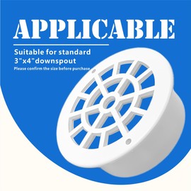 VYH 2-3/4" rain Gutter Drain Outlet with Filter Screen, Suitable for 3x4 or 3" Round Downspouts and 6" K-Type Aluminum rain gutters (White, 2 Pack)