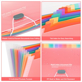 2 Pcs 13 Pockets Expanding File Folders,B6 Accordion Folders/Portable Receipt Organizer/for Receipts, Taxes, Monthly Bills, Cards, Checks, Coupons, Vouchers, Change