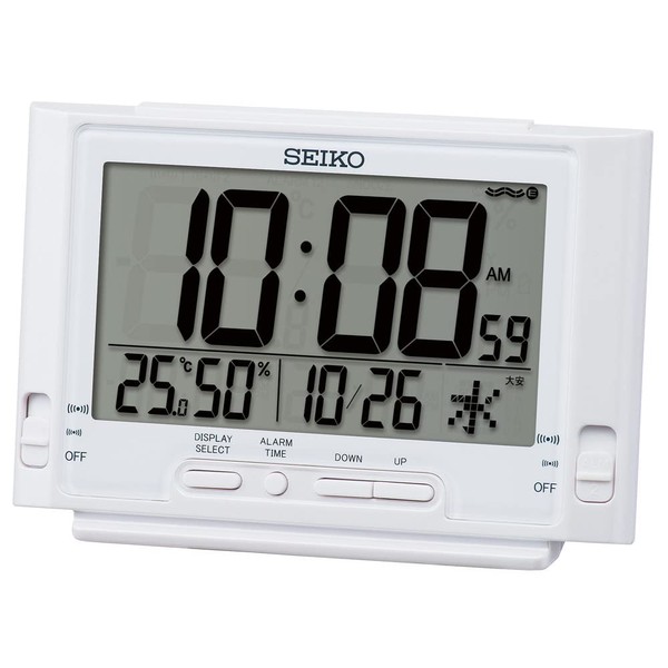 Seiko SQ320W Alarm Clock Digital Radio White Pearl 3.3 x 5.2 x 1.8 inches (84 x 132 x 46 mm)