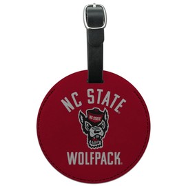 NC State Wolfpack Round Leather Luggage Card Suitcase Carry-On ID Tag