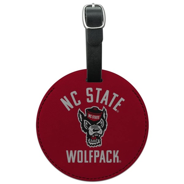 NC State Wolfpack Round Leather Luggage Card Suitcase Carry-On ID