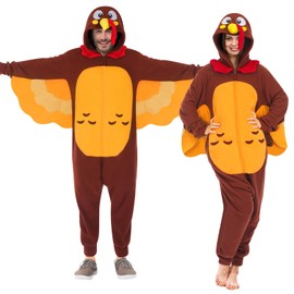 Liitrsh Thanksgiving Turkey Costume Unisex Pajamas Cosplay Costume Plush Turkey Cosplay Suit with Zipper(Large)